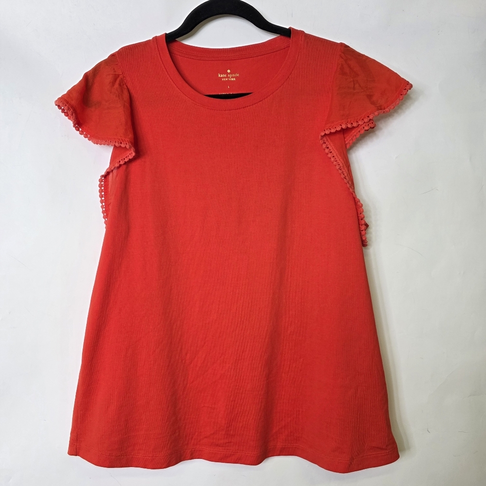 kate spade Red Flutter Sleeve Knit Top